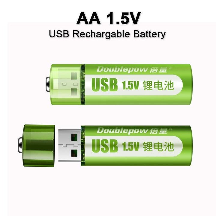 USB Rechargeable 1.5V AA Li-Ion Battery - 1800mWh High-Capacity for Electronic Devices