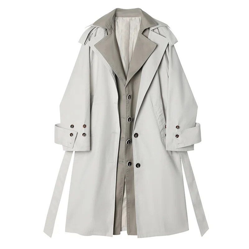 Contrasting Color Women's Trench Coat