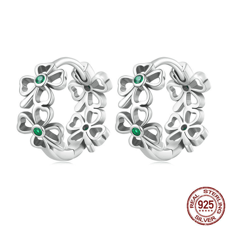 Women's Silver Lucky Clover Earrings