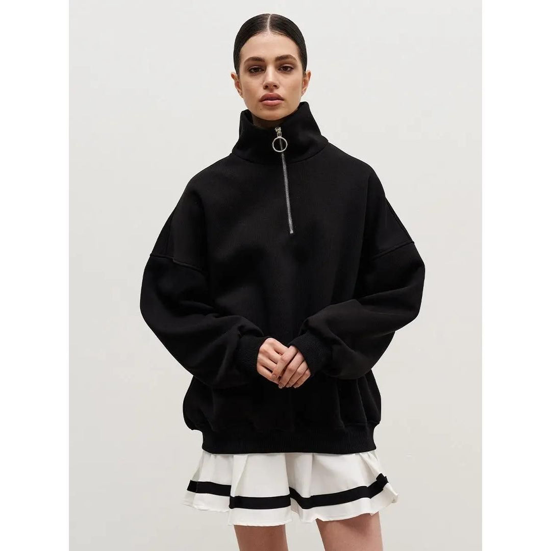 Women's Oversized Fleece-Lined Turtleneck Hoodie