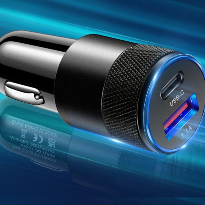 30W Mini USB-C Car Charger – Fast Charging Dual Port Adapter