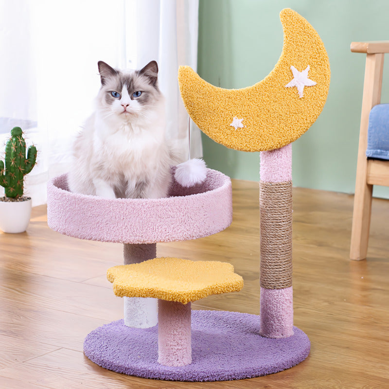 Three-Layer Cat Climbing Tower with Scratching Post & Jumping Platform