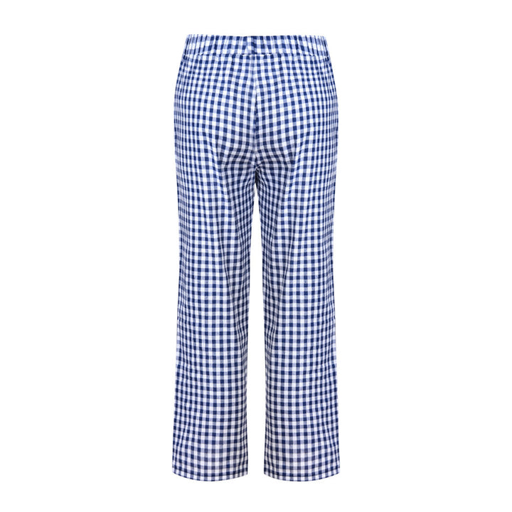 Cropped Pants With Checkered Panels For Versatility