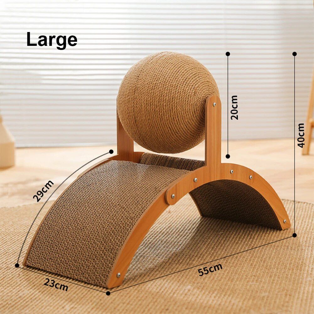 Deluxe Wooden Cat Scratcher with Sisal Ball