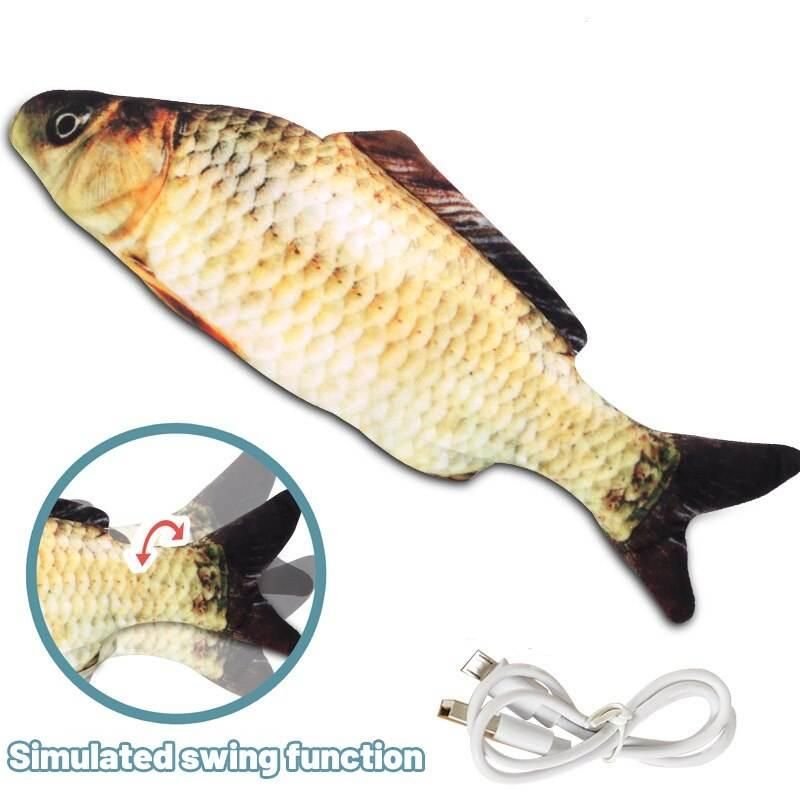 Interactive 3D Plush Fish Toy for Cats