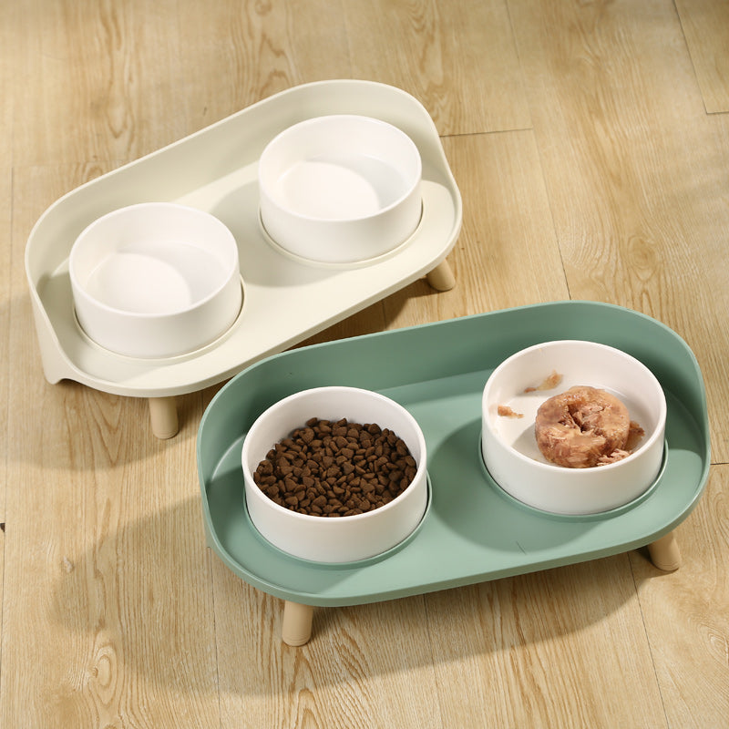 Elevated Double Ceramic Cat Bowls