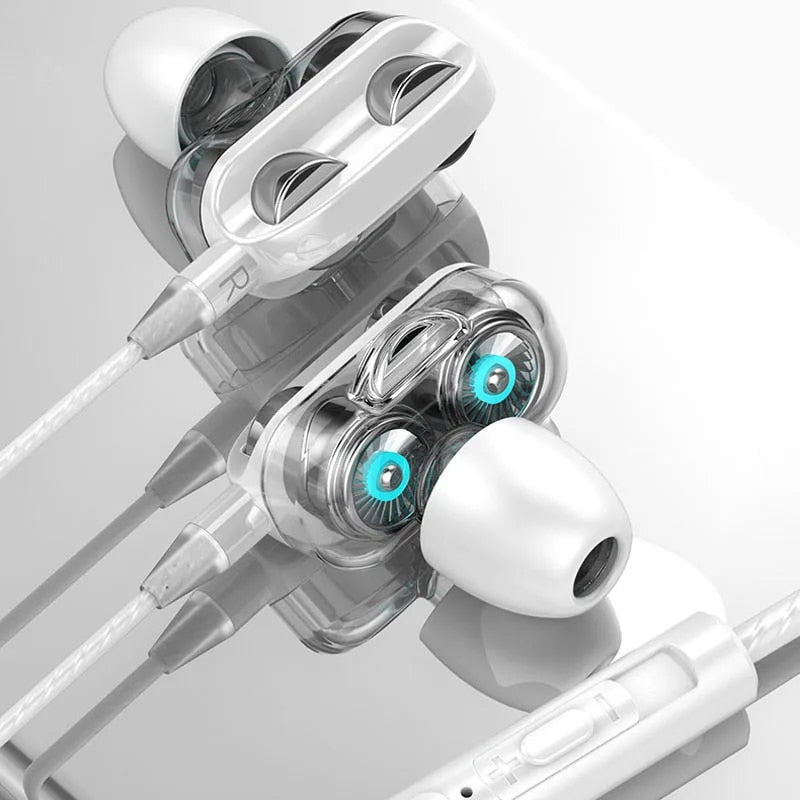 3.5mm HiFi Stereo Wired Earphones with Quad-Core Sound & In-line Mic