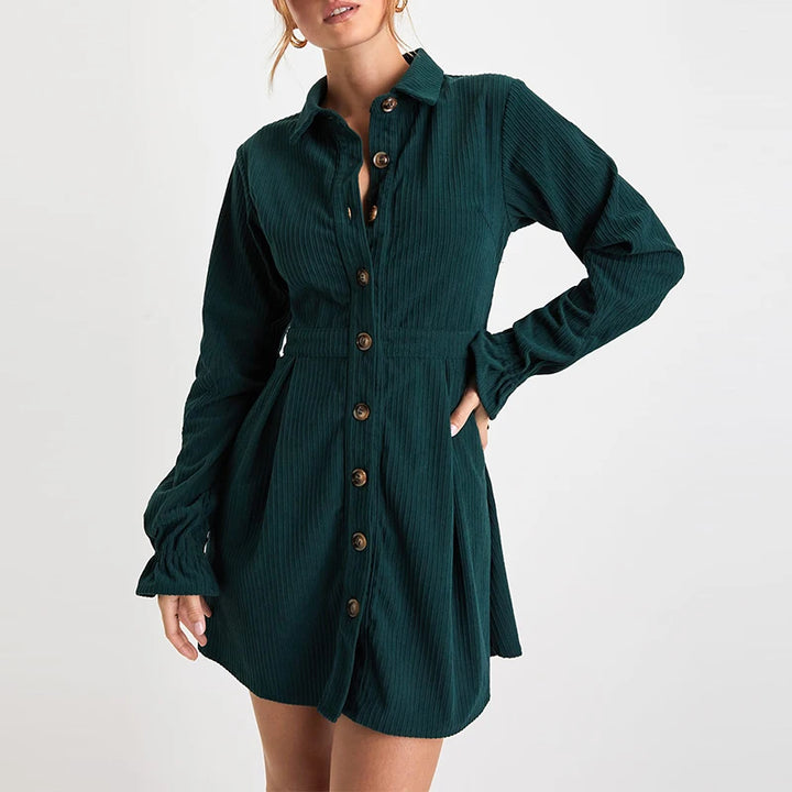 Elegant Autumn Corduroy Mini Dress