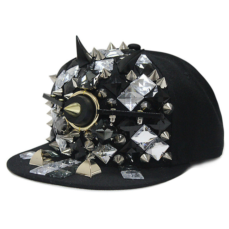 Flame Big Ghost Head Flat-brimmed Cap Rivet Baseball Cap