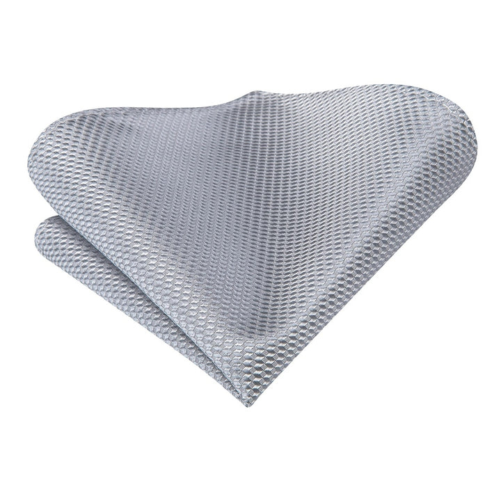 Elegant Grey Plaid Silk Necktie Set for Men