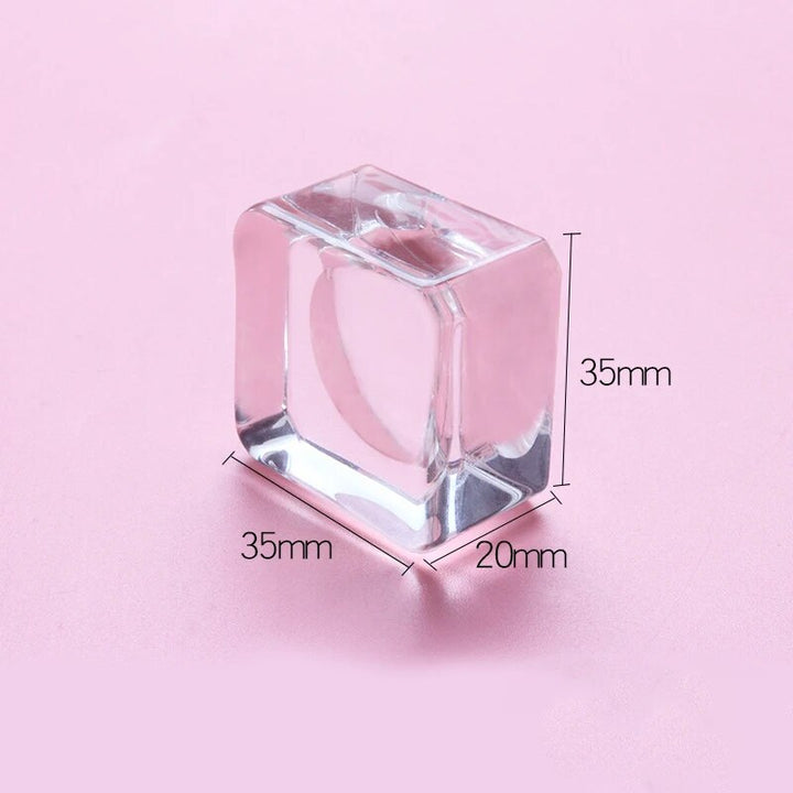 Square Crystal Glass Eyelash Glue Holder - Adhesive Pallet Stand for Makeup