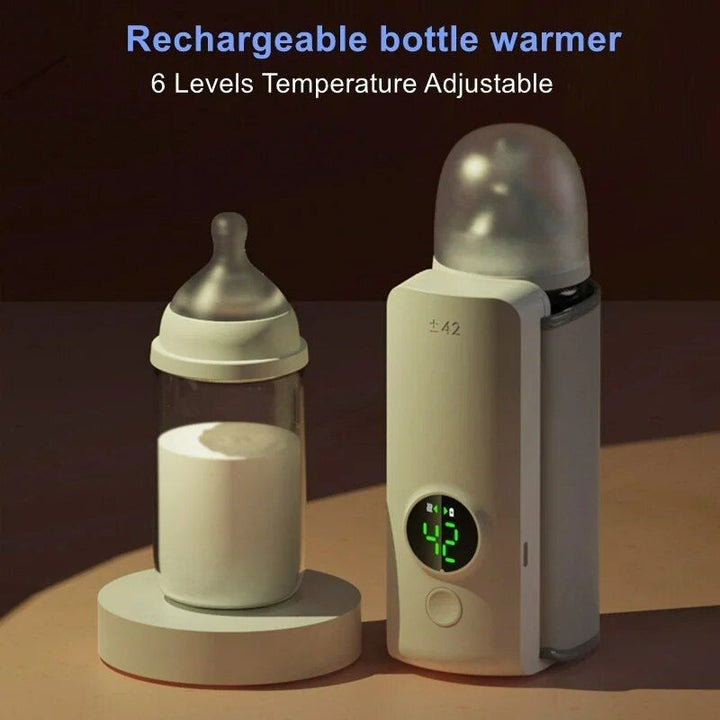 Portable 6-Level Adjustable Baby Bottle Warmer with Temperature Display and Night Light