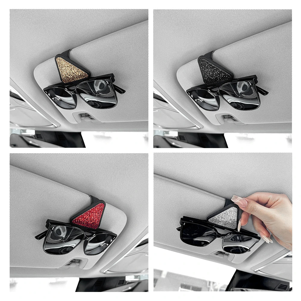 Universal Triangle Car Sun Visor Sunglasses Holder & Ticket Clip