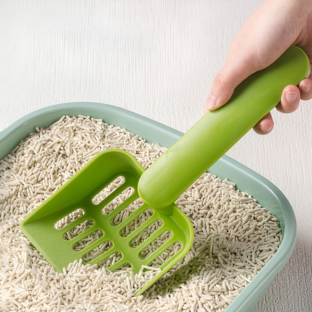 Plastic Cat Litter Scoop with Self-Cleaning Base – Easy & Efficient Litter Box Cleaning Tool