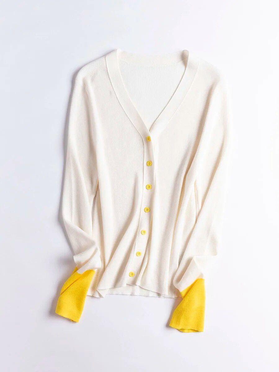 Wool Blend V-Neck Cardigan for Women