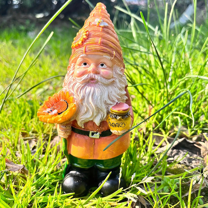 Charming Sunflower Gnome Resin Garden Statue - Beekeeper Decor