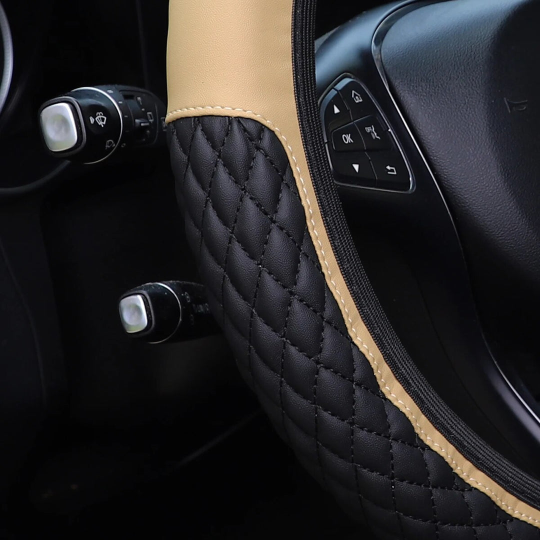 Luxury Leather Diamond Crown Steering Wheel Cover