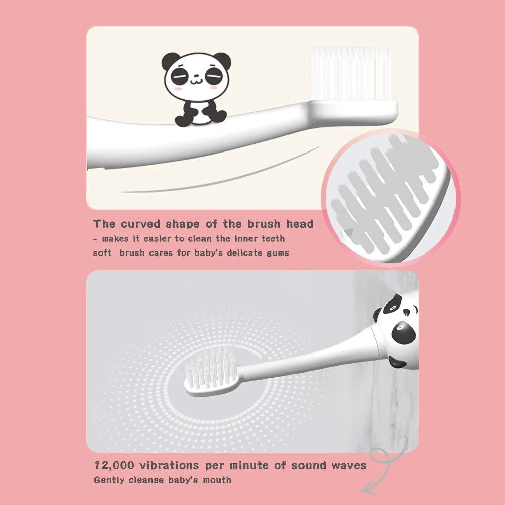 Kid-Friendly Panda Electric Toothbrush: Sonic Vibrations for Gentle Whitening and Deep Cleaning