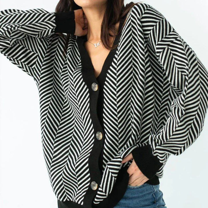 Women's Oversized Black Knit Cardigan