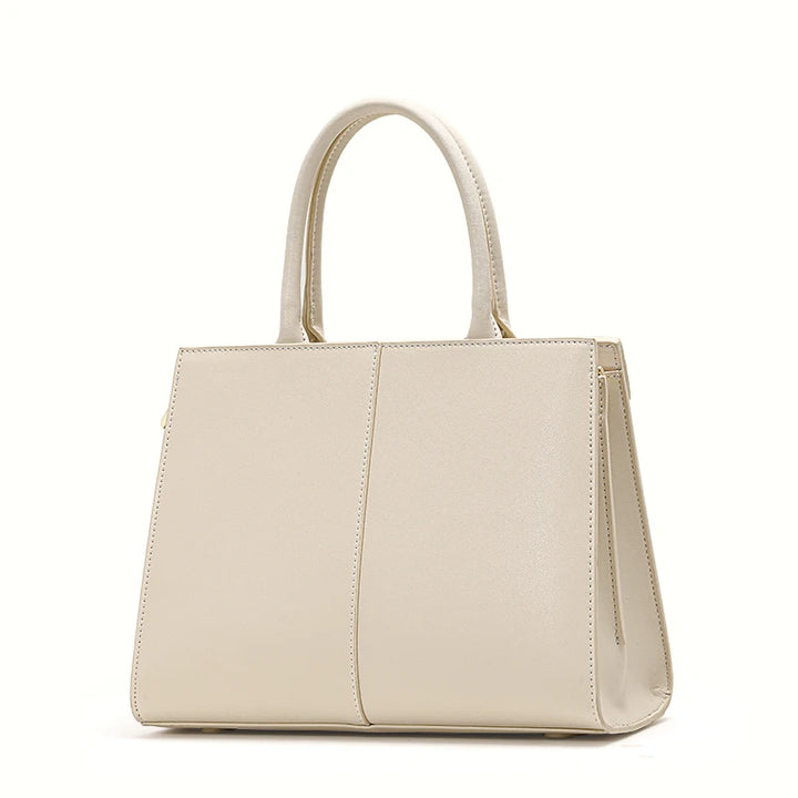 Crocodile Pattern Cowhide Square Handbag - Off White