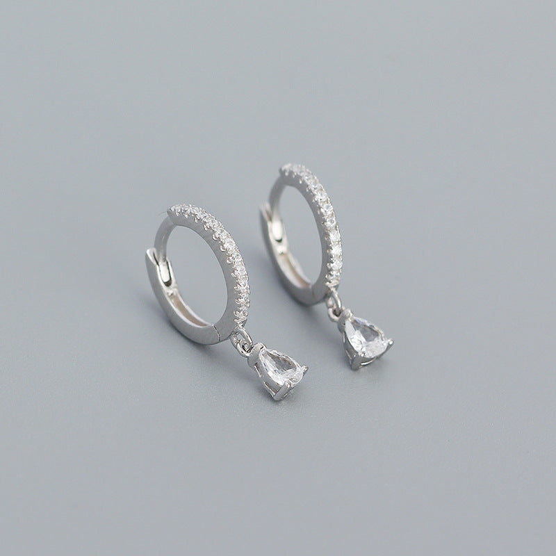 Stylish Sterling Silver Diamond Earrings