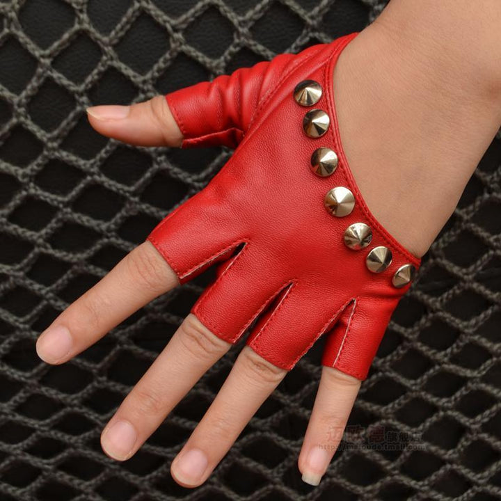 Punk Street Dance Studded Half Finger And Half Palm Performance