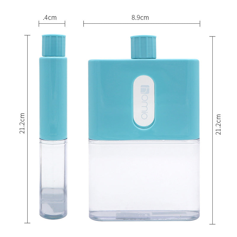 BPA Free A5 Flat Water Bottle - Portable Paper Pad Flask