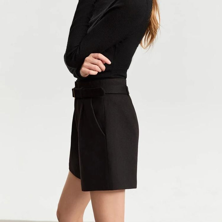 Winter Office Lady Casual Shorts with Belt