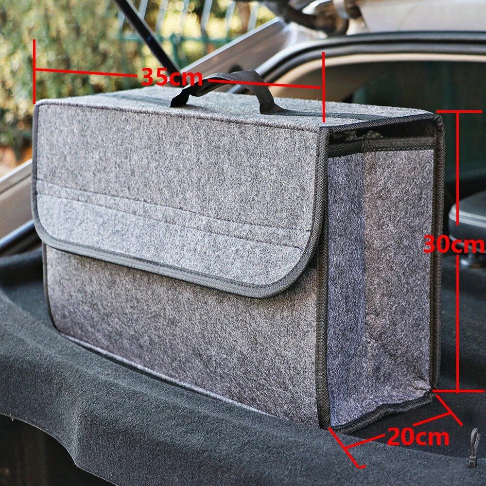 Compact Anti-Slip Car Trunk Organizer with Dual-Layer Elastic Net Storage