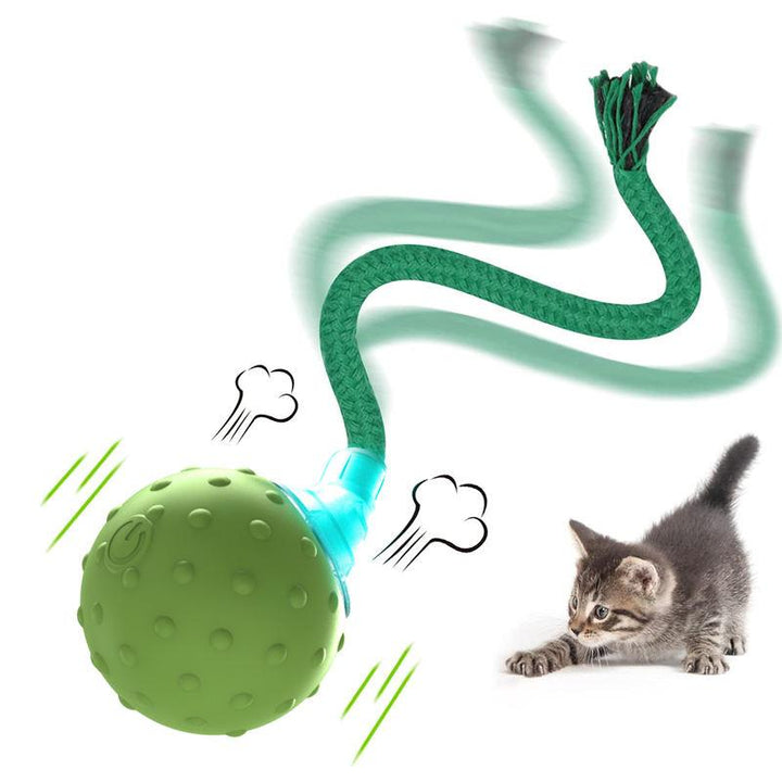 Interactive Motion-Activated Cat Toy with Rolling Ball, Teaser Tail, and Bird Sounds