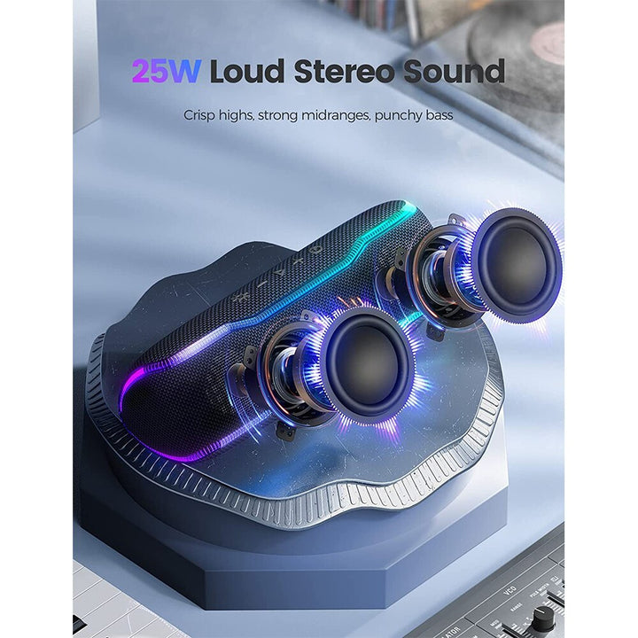 Portable Outdoor Speaker with 25W Stereo Sound and Colorful Light Show