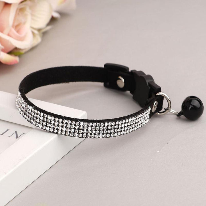 Soft Suede Rhinestone Cat Collar