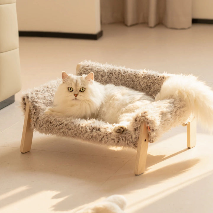 Mewoofun Plush Wooden Pet Bed