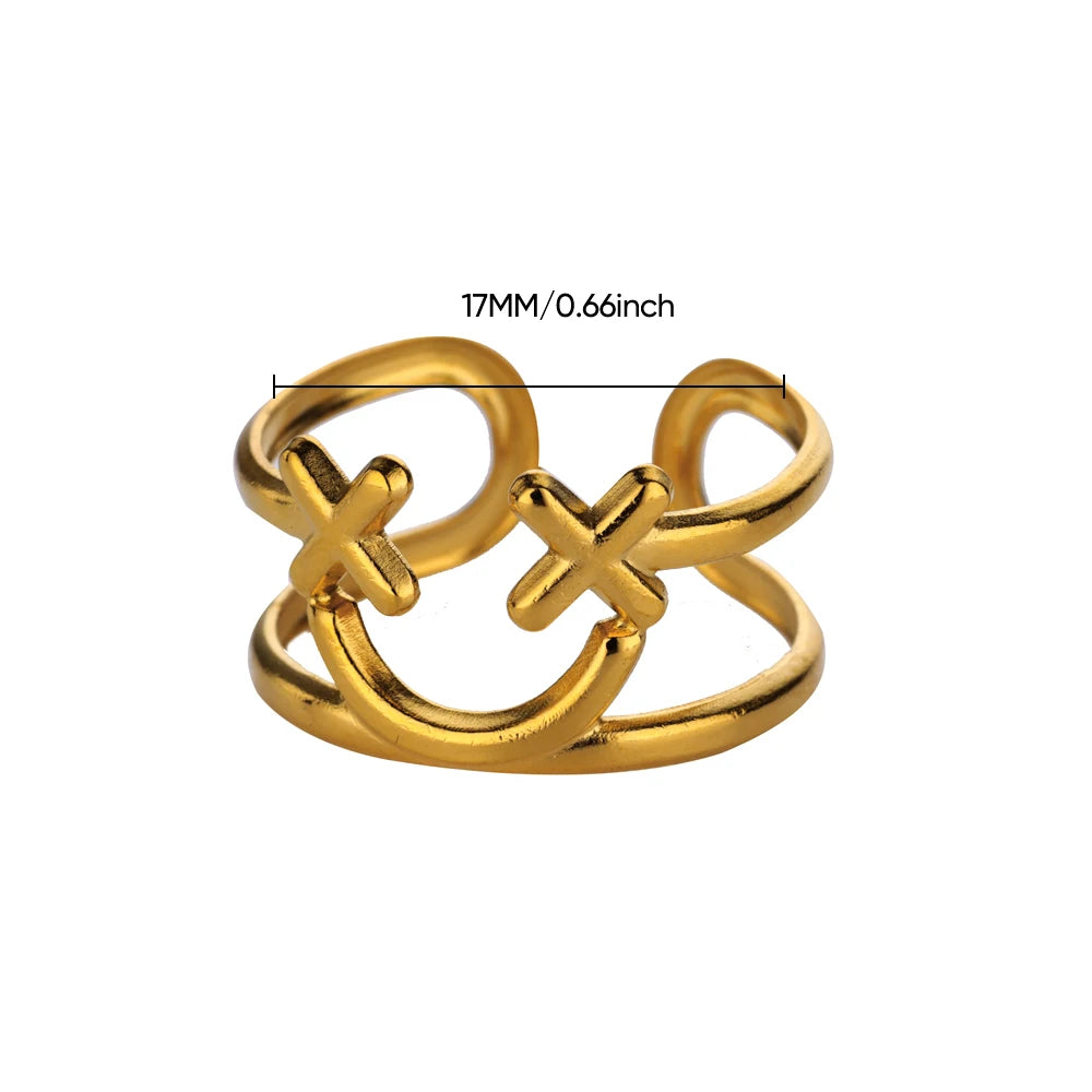 Adjustable Gold Leaves Ring for Women - Stainless Steel Statement Jewelry