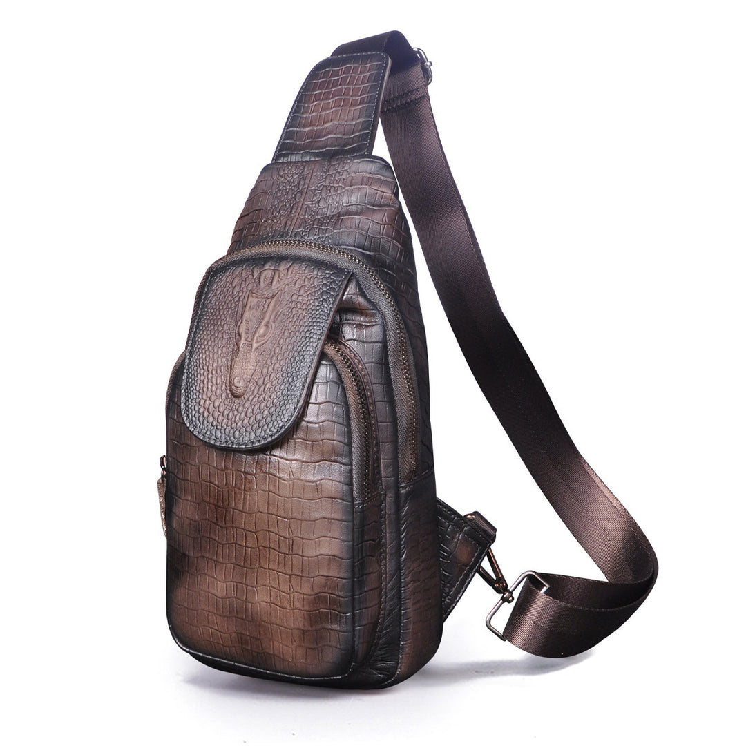 Men's Simple Retro First Layer Cowhide Messenger Bag