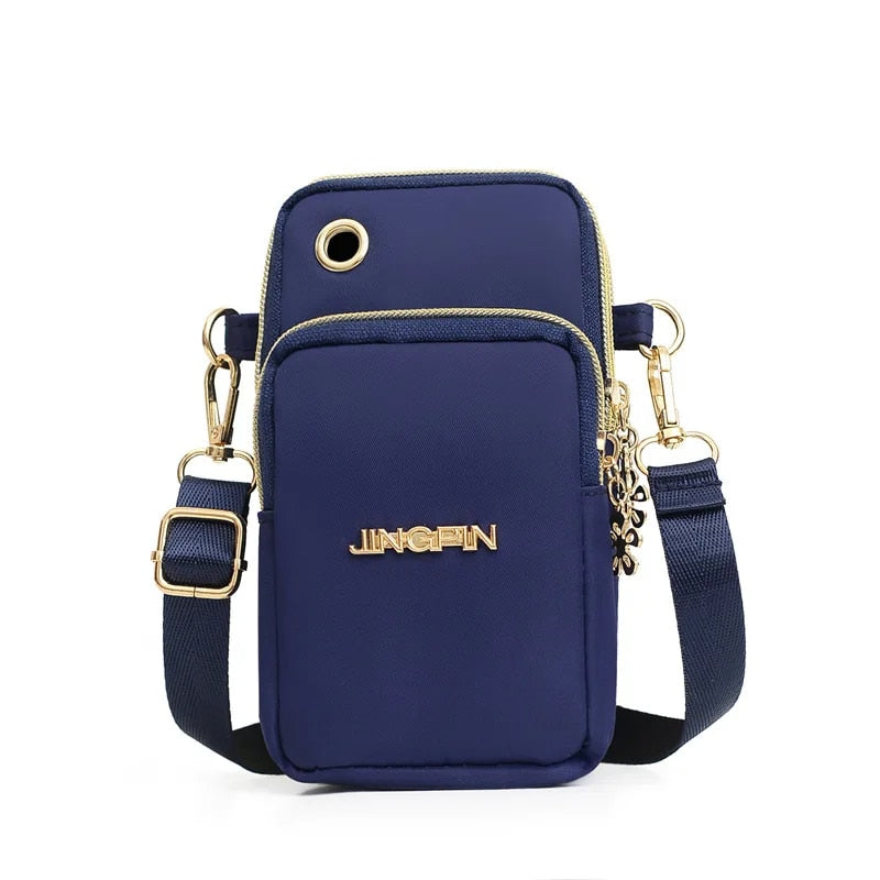 Fashionable Women's Crossbody Phone Bag with Multi-Function Pockets and Headphone Plug