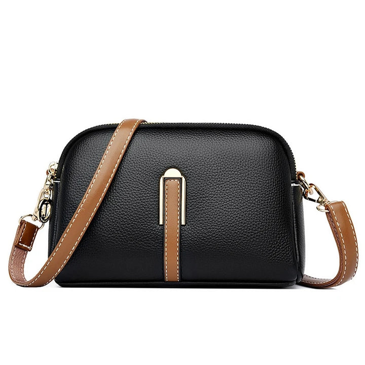 Luxury Genuine Leather Crossbody Bag for Women - Soft Cowhide Messenger Bag with Elegant Flap Closure