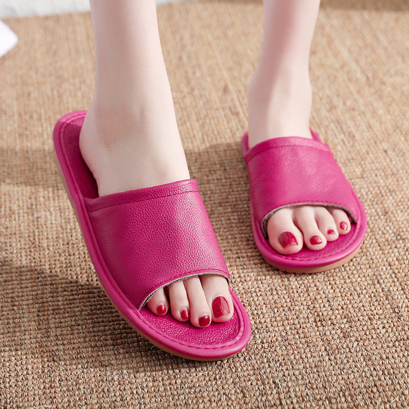 Home Leather Slippers Indoor For Men And Women