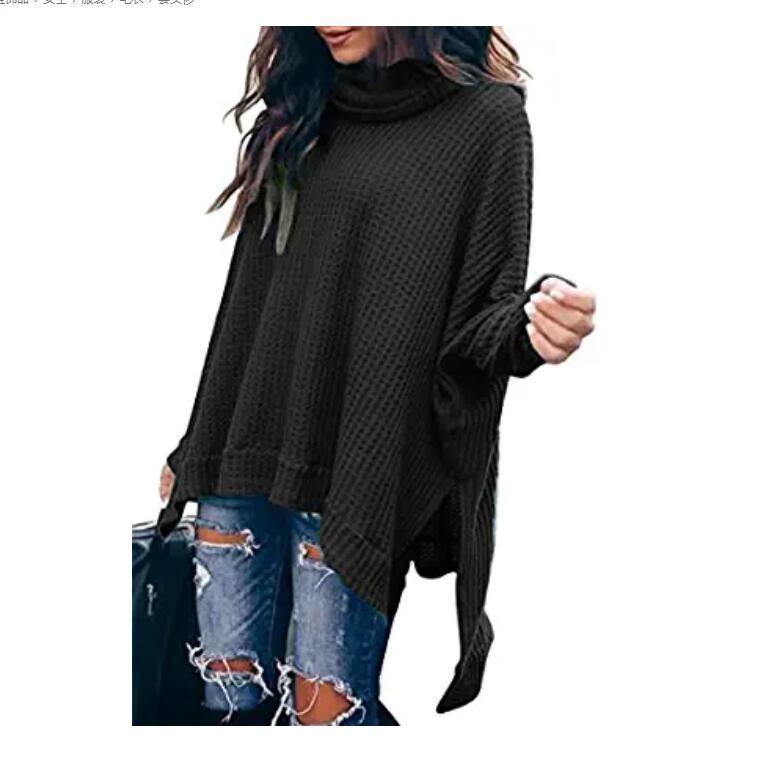 Autumn New Fashion High Collar Long Sleeve Irregular Women's Top Sweater