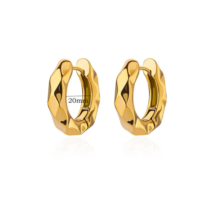 Stereo Round Gold Color Stainless Steel Earrings