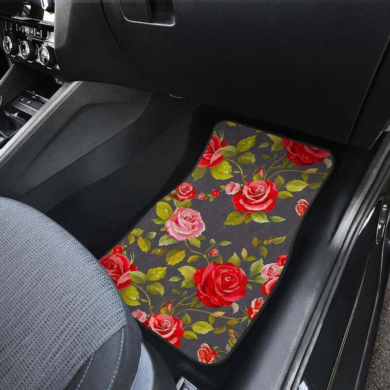 Rose-Blush Floral Car Floor Mats Set (4PCs)