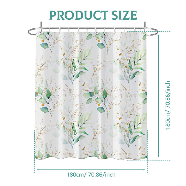 Leaf Pattern Waterproof Shower Curtain