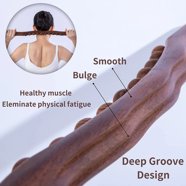 20-Bead Wooden Massage Roller for Full Body Relaxation and Therapy