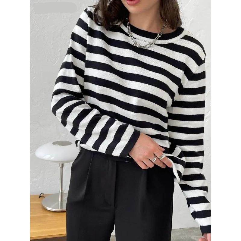 Autumn Winter Casual Knitted Stripe Sweater