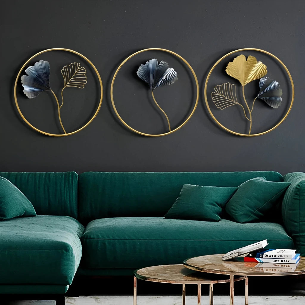 Modern Metal Ginkgo Leaf Wall Hanging