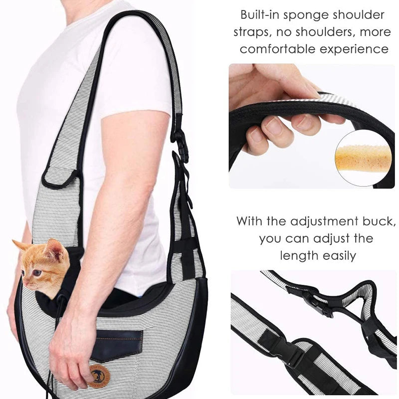 Adjustable Dog Sling Carrier with Safety Rope