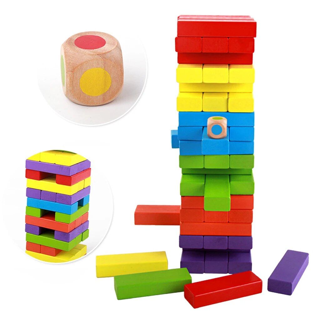 Fun Games For Whole Family Wooden Building Blocks Stacking Balance Puzzle