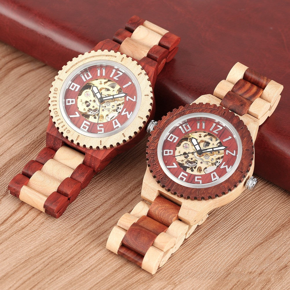 Creative Gear Dial Bamboo Wood Automatic Mechanical Watch