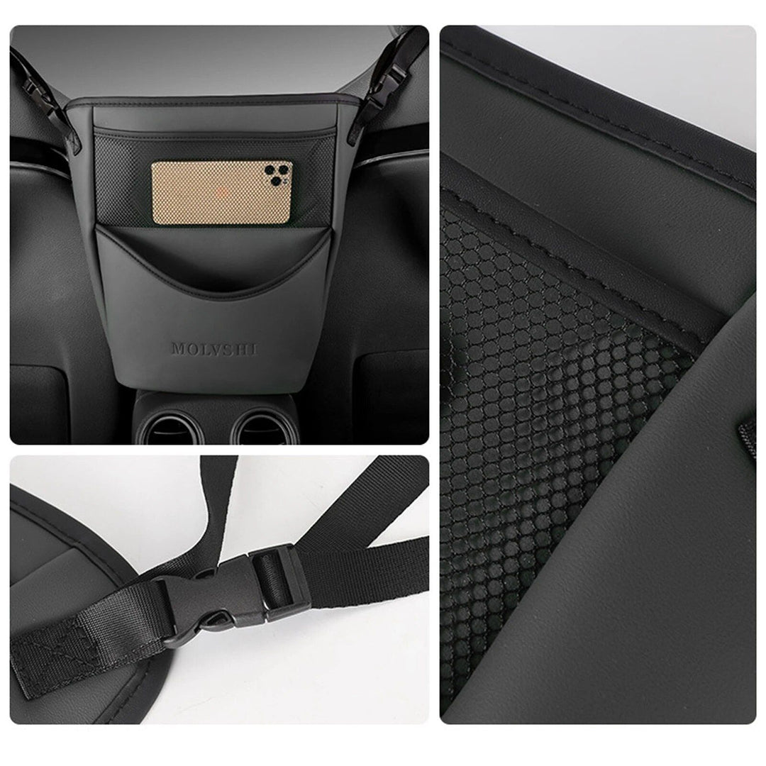 Luxurious Leather Car Seat Organizer with Protective Barrier