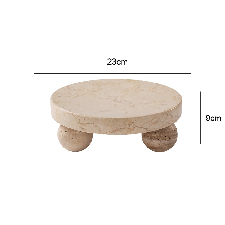 Travertine Sphere Ball Stand and Tray